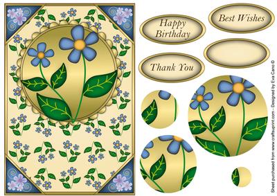 Blue Flowers Card Front Pyramid
