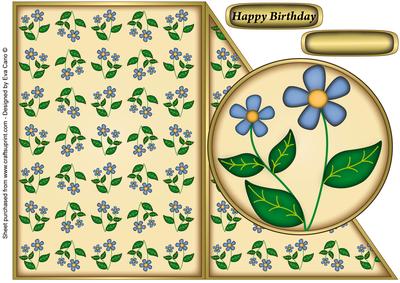 Blue Flowers Cut and Fold