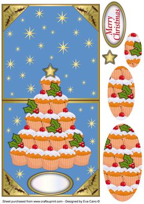 Cupcake Christmas Tree Over the Edge (blue)