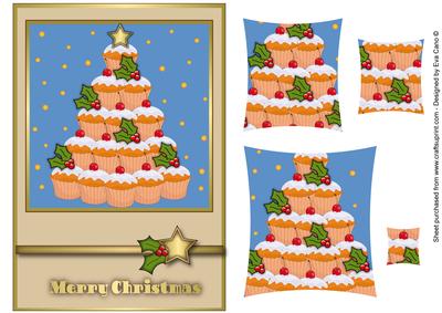 Cupcake Christmas Tree Pyramid (blue)