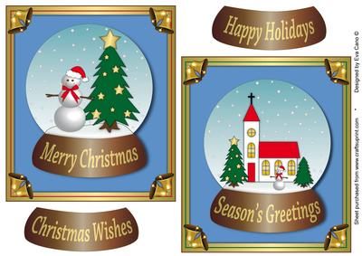 Christmas Snow Globes Toppers in Blue
