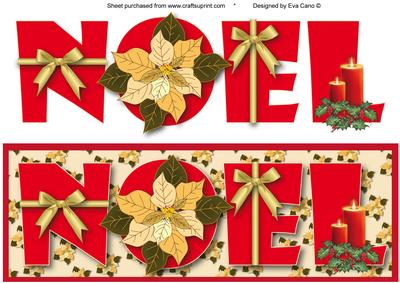 Noel with Cream Poinsettias Large Dl