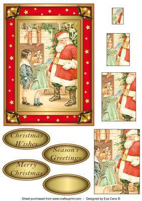 Vintage Santa with Kids Pyramid Topper 2
