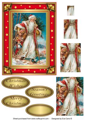 Vintage Santa Carrying Tree Pyramid Topper 2