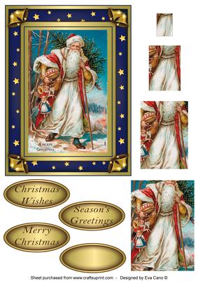 Vintage Santa Carrying Tree Pyramid Topper