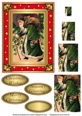 Vintage Santa with Holly Pyramid Topper 2