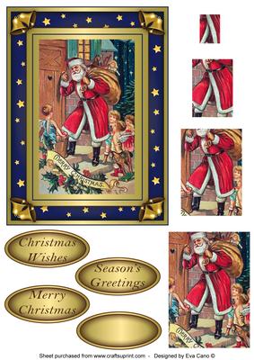 Santa Knocking on Door Pyramid Topper
