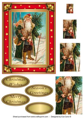 Santa with Green Coat Pyramid Topper 2