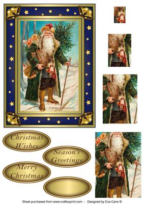 Santa with Green Coat Pyramid Topper