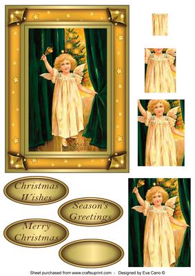 Little Christmas Angel with Bell Pyramid Topper