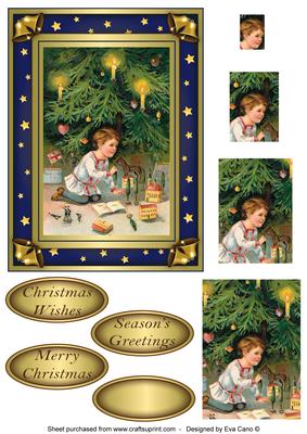 Vintage Boy Under the Tree Pyramid Topper