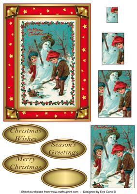 Vintage Kids with Snowman Pyramid Topper 2