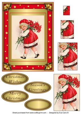 Little Girl with Poinsettias Pyramid Topper 2