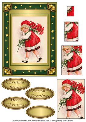 Little Girl with Poinsettias Pyramid Topper