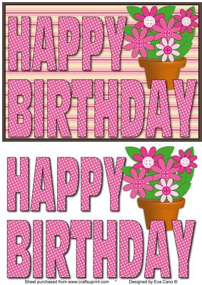 Happy Birthday Pink Flowers Decoupage 2