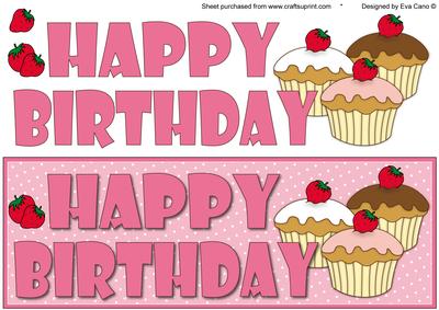 Happy Birthday and Cupcakes Large Dl 4