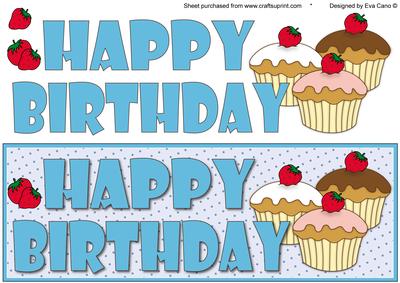 Happy Birthday and Cupcakes Large Dl 2