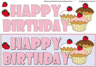 Happy Birthday and Cupcakes Large Dl