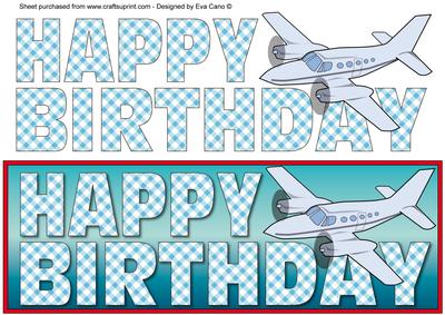 Happy Birthday with Plane Large Dl 4