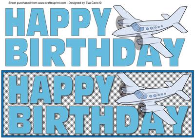 Happy Birthday with Plane Large Dl 2