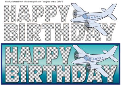 Happy Birthday with Plane Large Dl 3