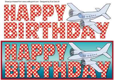 Happy Birthday with Plane Large Dl 5