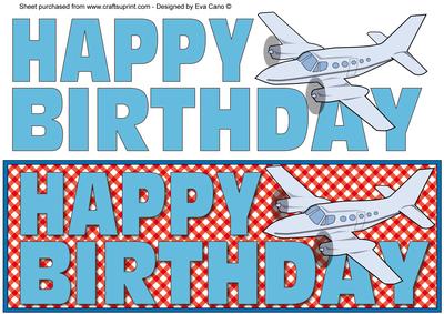 Happy Birthday with Plane Large Dl 6