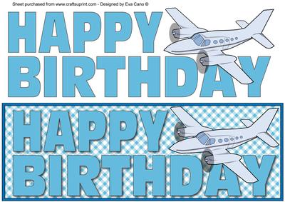 Happy Birthday with Plane Large Dl