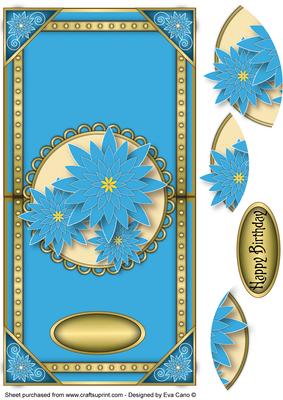 Oriental Blue Flowers Vertical Fold Back