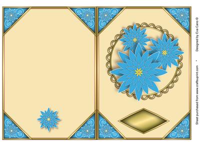 Oriental Blue Flowers Cut and Fold