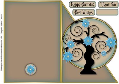 Oriental Tree Cut and Fold in Blue