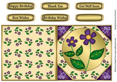 Dark Purple Flowers Cut and Fold 2