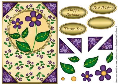 Dark Purple Flowers Card Front