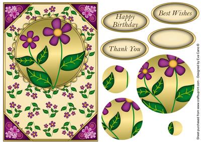 Bright Purple Flowers Card Front Pyramid
