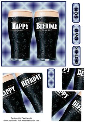Happy 'beerday' Spiral Pyramid Topper