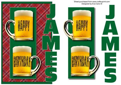Happy Birthday James Over the Side (green)
