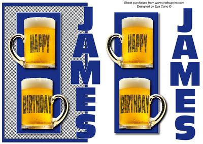 Happy Birthday James Over the Side (blue)