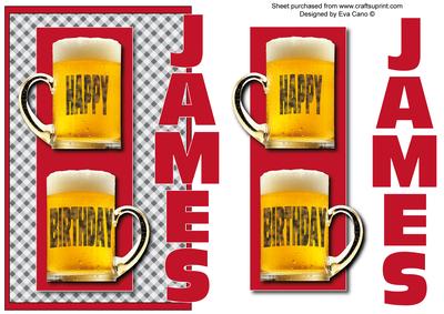 Happy Birthday James Over the Side (red)