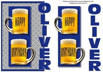 Happy Birthday Oliver Over the Side (blue)
