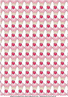 Valentine's Cupcakes Backing Paper (white)