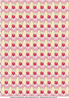 Valentine's Cupcakes Backing Paper (cream)