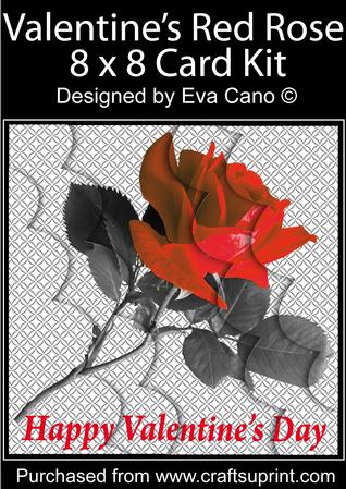 Valentines Red Rose 8x8 Card Kit
