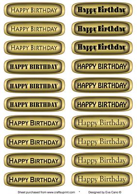 Happy Birthday Tags in Gold (horizontal)