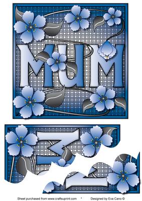 Mum with Blue Oriental Flowers Topper