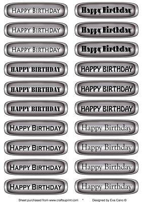 Happy Birthday Tags in Silver (horizontal)