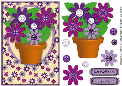 Purple Flowers Pot Decoupage