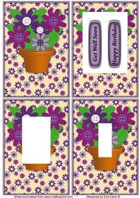 Purple Flowers Pot Inverted Pyramid