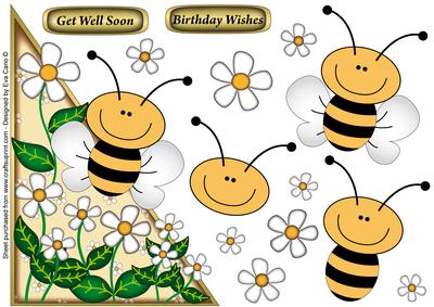 'bee' Happy Corner Topper with Decoupage
