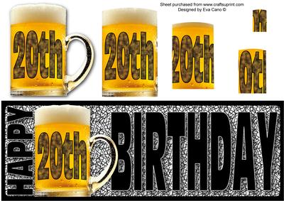 Happy 20th Birthday with Beer Long Dl