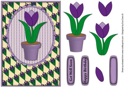 Purple Tulip Pot Decoupage